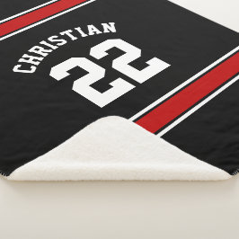 Manta Sherpa Fútbol Personalizado Jersey Novedad Deporte Rojo