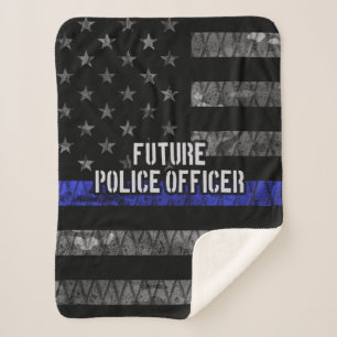 Manta Sherpa Futuro Oficial De Policía De Línea Azul Delgada 