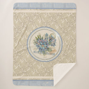 Manta Sherpa G Creación Oficina flor azul Fleece Blanket