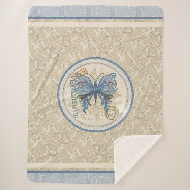 Manta Sherpa G Creación Oficina mariposa Fleece Blanket (Anverso)