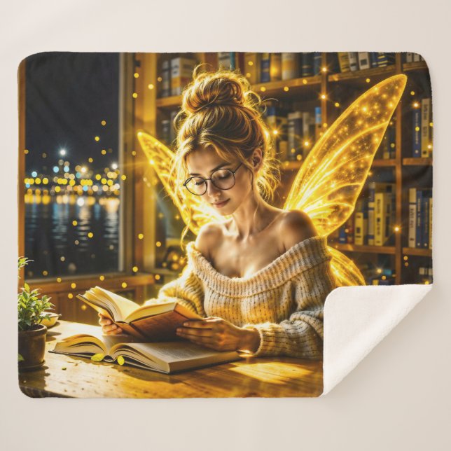 Manta Sherpa Gafas de suéter suave de hadas y libros de ensueño (Anverso (horizontal))