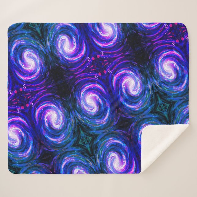 Manta Sherpa Galaxia pintada a mano (Anverso (horizontal))