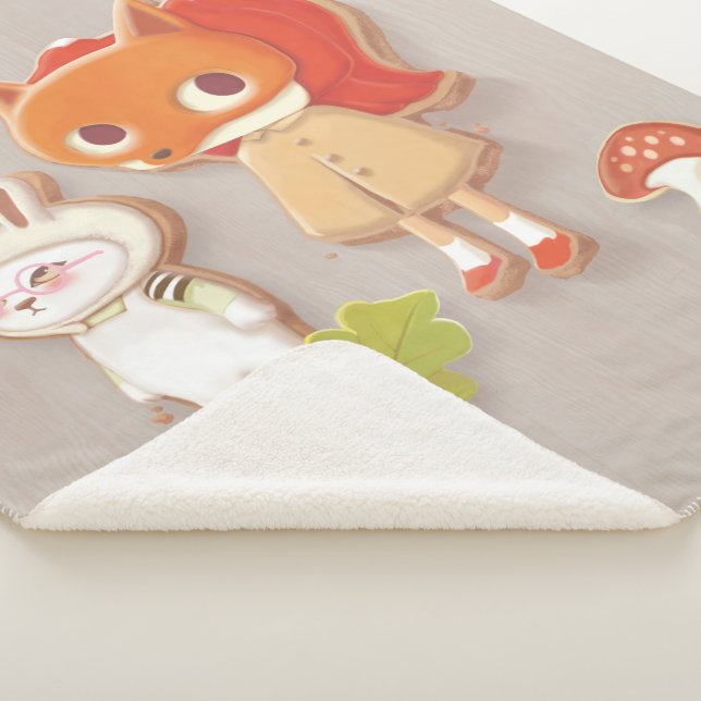 Manta Sherpa Galletas con decoración de animales de madera (3/4)