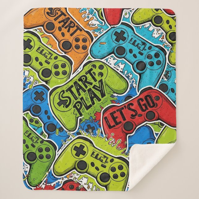 Manta Sherpa Gamer Pattern Sherpa Blanket (Anverso)