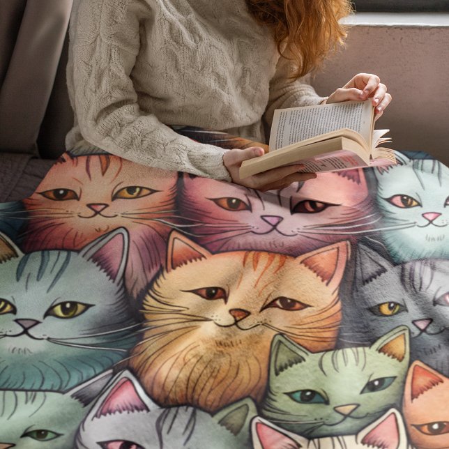 Manta Sherpa Garabatos coloridos Perro caprichoso (Cute, colorful and comfy, this super soft sherpa blanket is purr-fect for cuddling up with a book!)