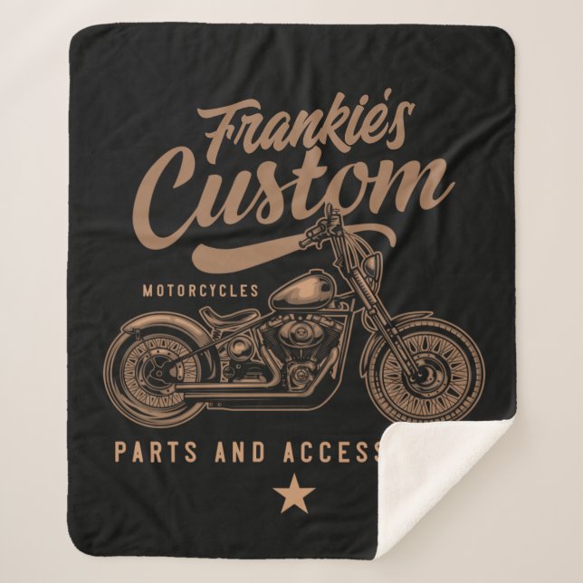 Manta Sherpa Garaje de motocicleta Bobber Personalizado de moto (Anverso)