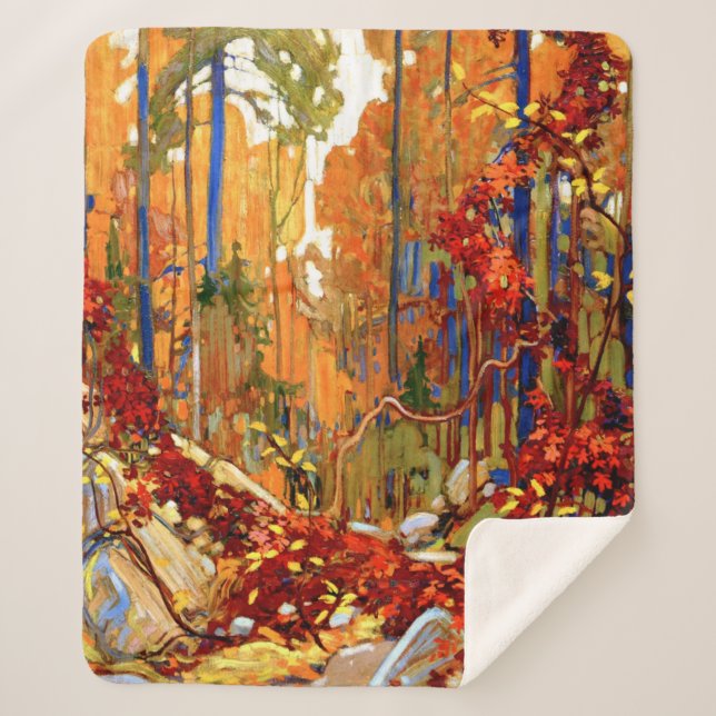 Manta Sherpa Garland del otoño, pintura famosa, (Anverso)