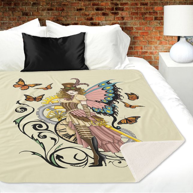 Manta Sherpa Gases de reloj amarillo de hadas de vapor (Subido por el creador)