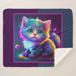 Manta Sherpa Gatito animado lindo