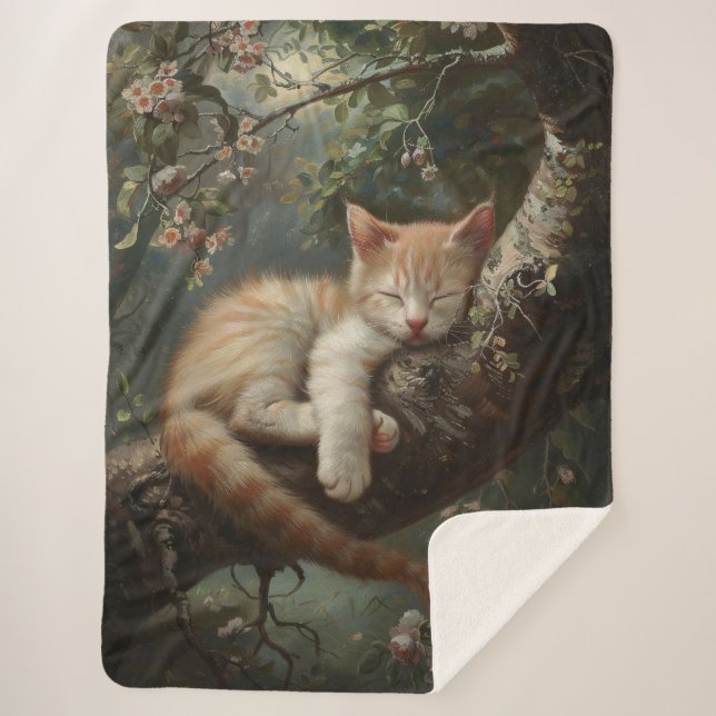 Manta Sherpa Gatito durmiendo en una cosecha de árbol (Anverso)