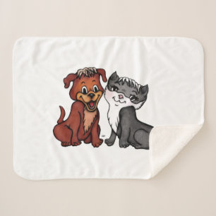 Manta Sherpa Gatito y Cachorro