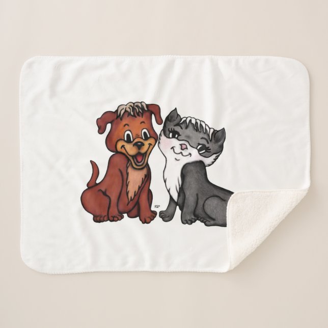 Manta Sherpa Gatito y Cachorro (Anverso (horizontal))