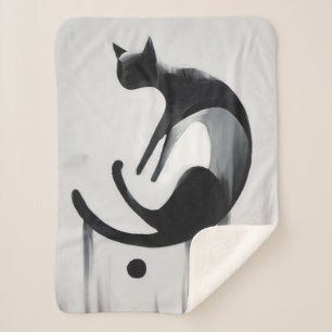 Manta Sherpa Gato abstracto moderno - Arte de diseño Minimalist