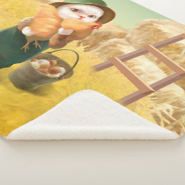 Manta Sherpa Gato Adorable con Hen en la Granja