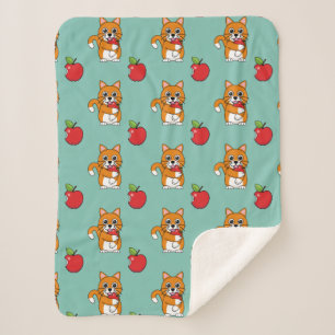Manta Sherpa Gato blanco Naranja lindo comiendo Personalizado d