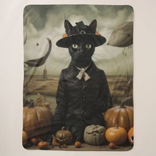 Manta Sherpa Gato Bruja con Calabazas