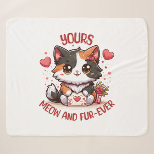 Manta Sherpa Gato Calico Adorable Día de San Valentín