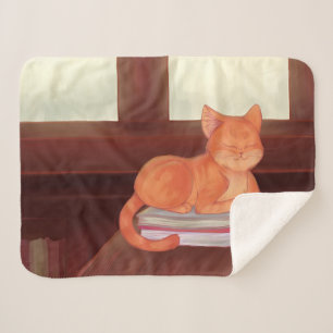Manta Sherpa Gato de biblioteca