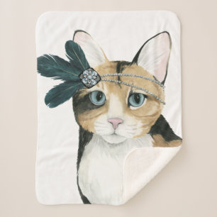 Manta Sherpa Gato de Downton el Bejeweled con las plumas