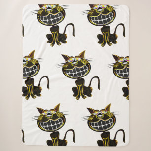 MANTA SHERPA GATO DE LAUGHING NEGRO Y AMARILLO BRILLANTE