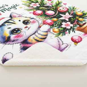 Manta Sherpa Gato de Navidad conmovedor - Regalo acogedor de in