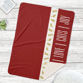 Manta Sherpa Gato de Navidades de oro blanco rojo moderno