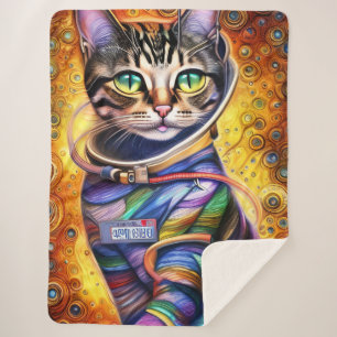 Manta Sherpa Gato de neón futurista