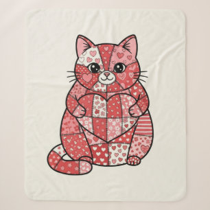 Manta Sherpa Gato de Parche Kitten Caprichoso Sosteniendo Arte 