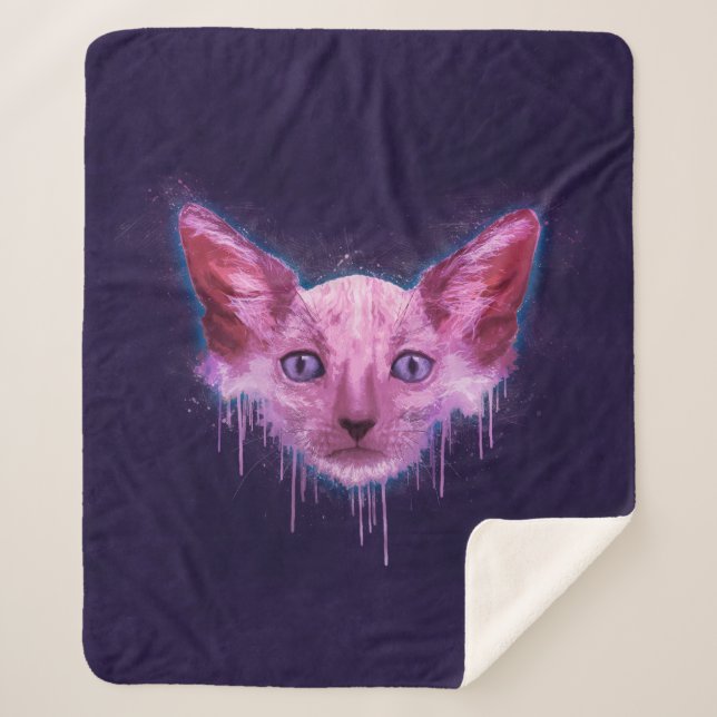 Manta Sherpa Gato de Pop Art Lykoi (Anverso)