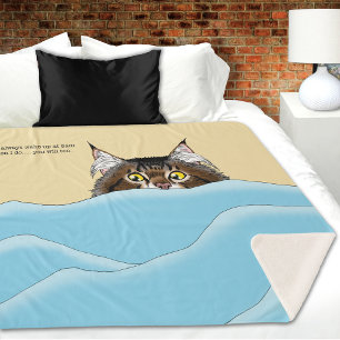 Manta Sherpa Gato de Tabby Peeking Blue Funny