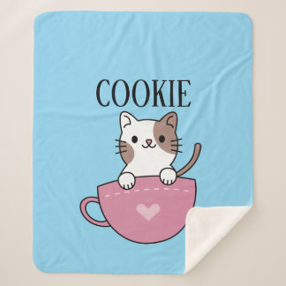 Manta Sherpa Gato de taza personalizado