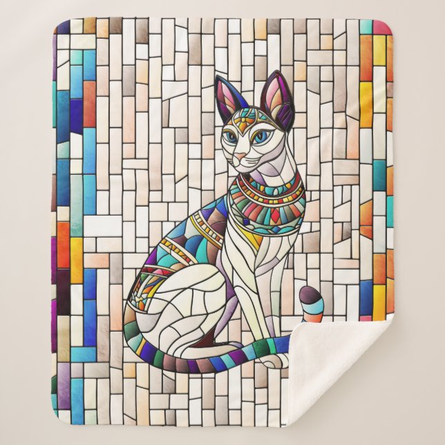 Manta Sherpa Gato egipcio - Arte Mosaico (Anverso)