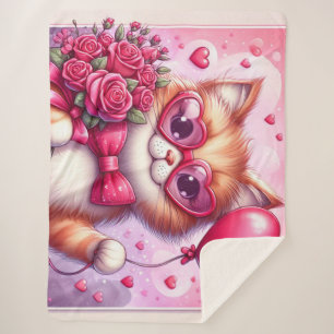 Manta Sherpa Gato El día de San Valentín/gatito
