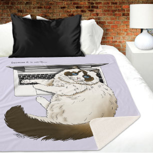 Manta Sherpa Gato esponjoso Ragdoll Lavanda Portátil Divertido