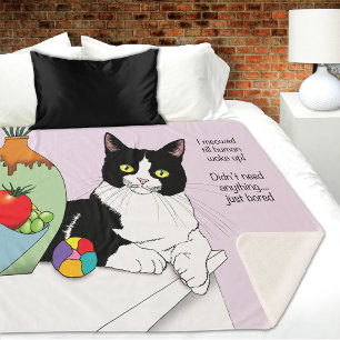 Manta Sherpa Gato gracioso negro de tuxedo blanco