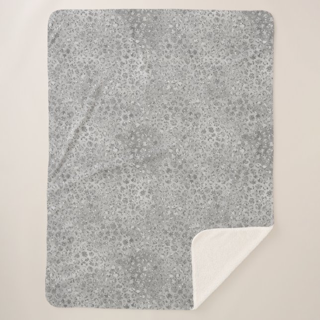 Manta Sherpa Gato Gris Meow Kitty de Leopardo Plateado (Anverso)