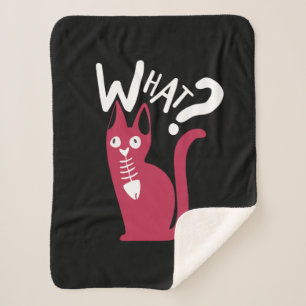 Manta Sherpa Gato Magenta Divertido Sobre Fondo Negro Dibujo An