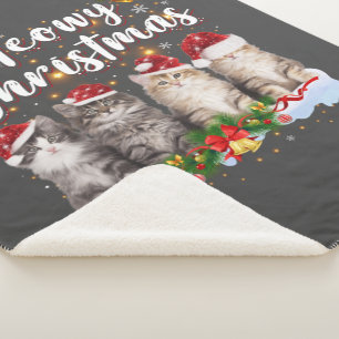 Manta Sherpa Gato Meowy Navidades en pareja Pajamas Santa