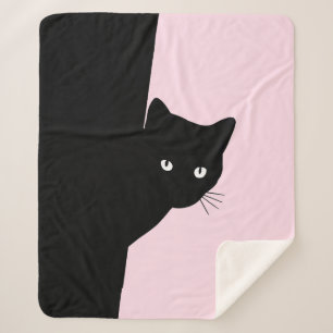 Manta Sherpa Gato negro astuto rosa
