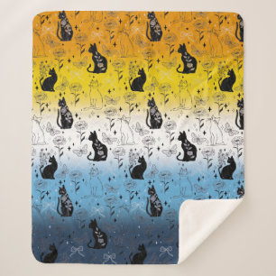 Manta Sherpa Gato negro del orgullo AroAce - brujería mística