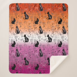 Manta Sherpa Gato negro del Orgullo Lesbiano - Brujería mística