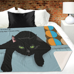 Manta Sherpa Gato negro descarado divertido humor cansado Azul