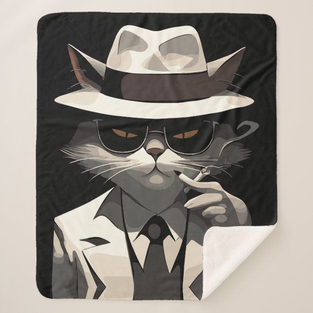 Manta Sherpa Gato Noir de Guay: Suave y temible línea (Anverso)