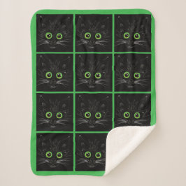 Manta Sherpa Gato Oído Verde Sonriente