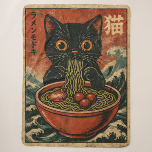 Manta Sherpa Gato Ramen japonés gracioso gráfico Kawaii Cat Ani