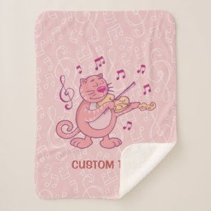 Manta Sherpa Gato rosa con violín