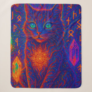 Manta Sherpa Gato sagrado de neón