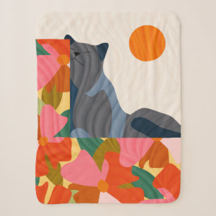 Manta Sherpa Gato Sunny Garden