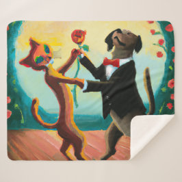 Manta Sherpa Gato y perro bailando tango en Dance Club, arte de