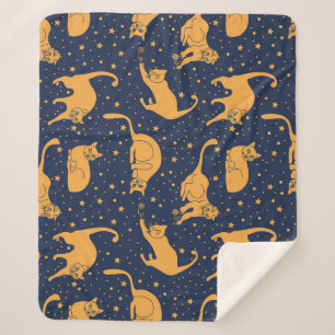 Manta Sherpa Gatos divertidos, estrellas, patrón espacial.